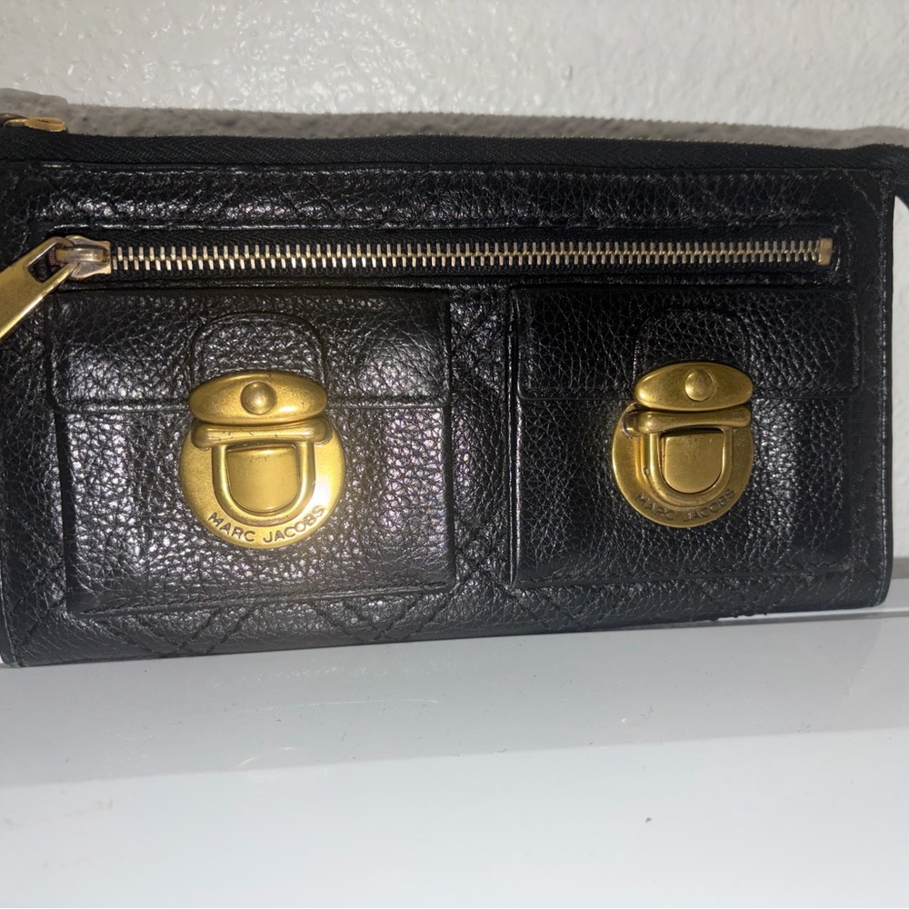 Marc Jacobs Black Wallet with Gold Hardware